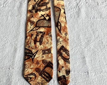 Vintage 1960s 1970s Tiki Inspired Necktie