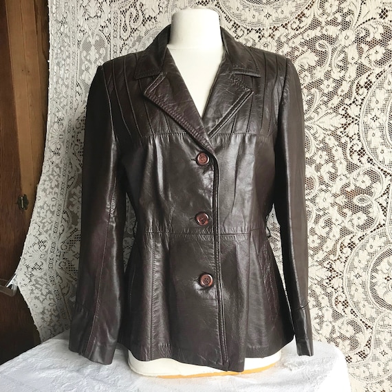 Vintage 1970s Brown Leather Tailored Jacket