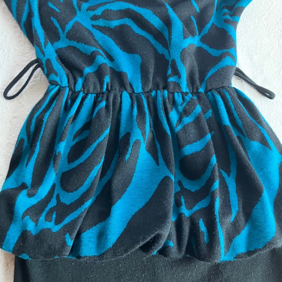 Vintage 1980s Does 1940s Turquoise & Black Wool P… - image 5