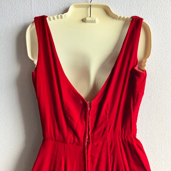 Vintage 1960s Red Velvet Sleeveless Formal Maxi D… - image 6