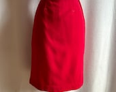 Vintage 1950s Red Wool Pencil Skirt XS 22 Waist