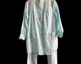 Vintage 1960er 1970er Jahre Katz Türkises Pyjama Set NOS NEU MIT ETIKETT