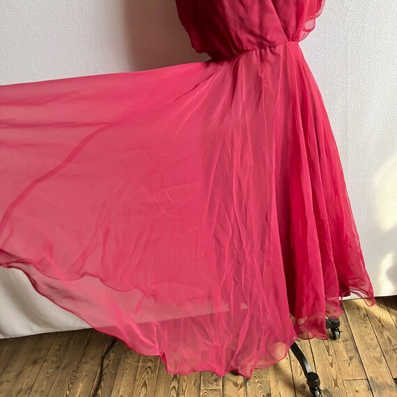 Vintage 1970s Miss Elliette Burgundy Chiffon Flow… - image 2