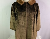 Vintage 1960s Broadtail Lamb Jacket with Mink Collar Size Medium