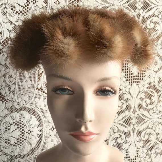 Vintage 1950s Mink Open Crown Fascinator Half Hat