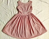 Vintage 1950s Girl's Pink Seersucker Floral Sun Dress Size 10