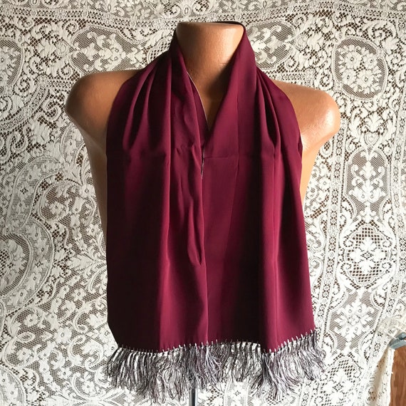 Vintage 1940s 1950s Men's Rayon Opera Scarf Maroon