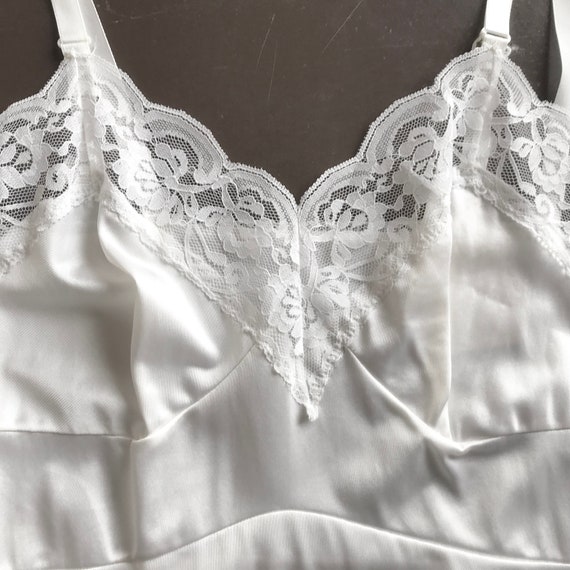 Vintage 1960s White Nylon Lacy Slip 32 Bust - image 3