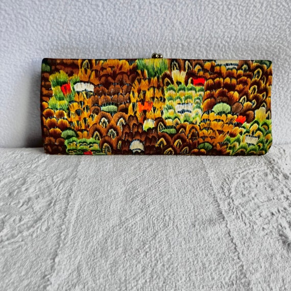 Vintage 1960s PB Feather Print Clutch Purse - image 2