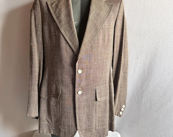 Vintage jaren 70 Eric Salm bruin en wit westernstijl sportjas colbert