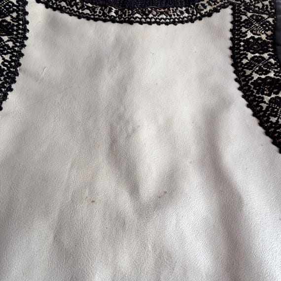 Vintage Handmade White Leather Romanian Folk Vest - image 13