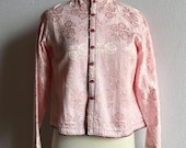 Vintage Hungarian Bagi Pink Brocade Village Folk Blouse Top