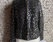 Vintage 1980s Act 2 Black Gold Sequined Evening Jacket