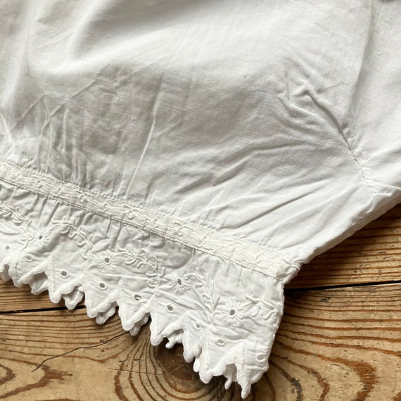 Antique Edwardian Victorian White Cotton Split Le… - image 3