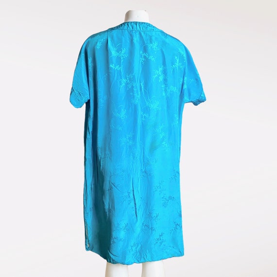 Vintage 1950s 1960s Asian Turquoise Silk Short Sl… - image 10