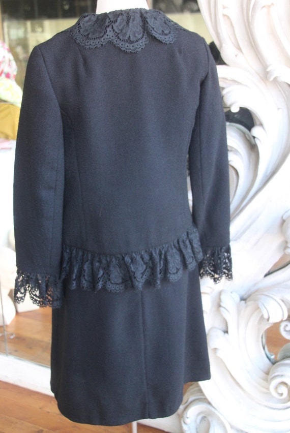Vintage 1970s Little Black Dress with Lacy Lacey … - image 4