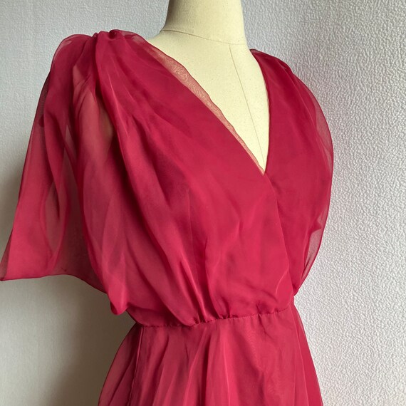 Vintage 1970s Miss Elliette Burgundy Chiffon Flow… - image 6