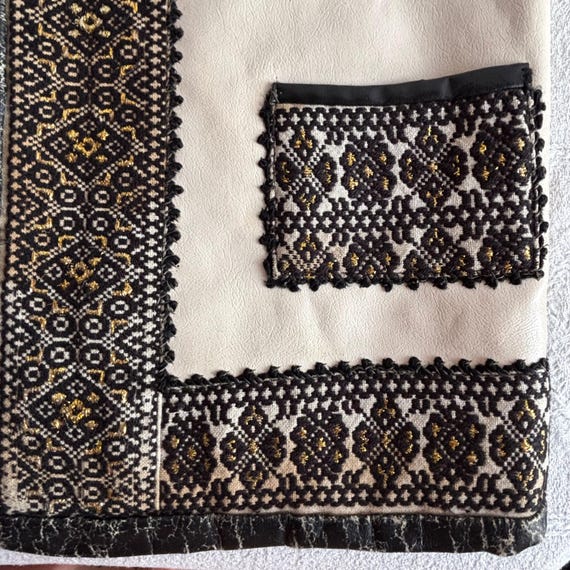 Vintage Handmade White Leather Romanian Folk Vest - image 10