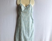 Vintage 1960s Van Raalte Blue Nylon Lacy Slip with Side Zipper