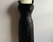 Vintage 1960s Sequined Sleeveless Little Black Dress