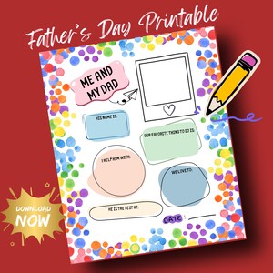 DIY afdrukbare kaart voor Vaderdag | Ik en mijn vader-werkblad | Leuke invulactiviteit voor kinderen | Knutsel, aandenken en cadeau-idee direct downloaden
