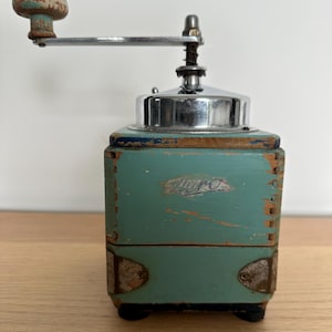Vintage antique wooden coffee grinder