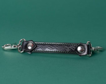 Conector curto eterno – cinta de bondage de couro com ganchos de pressão duplos