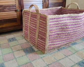 Opbergmand van jute voor woondecoratie, jute mand voor planten en dagelijkse opbergmand, natuurlijke jute mand