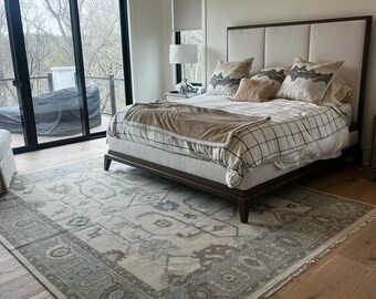 Handmade Wool Oushak Rug – Large Soft Persian Area Rug , Vintage Turkish Oversized Rugs, Hand Knotted Wool Area Rug, Home Decor Carpet