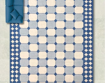 240x300 Cm Blue And White Cotton Checkered Home Décor Rug, Custom Rug, Reversible Rug, Rugs For Living Room, Bedroom Rug, Hallway Rug