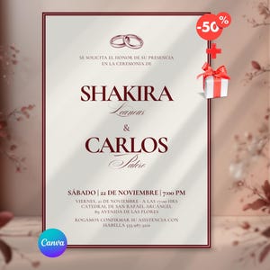 Invitaciones de Boda, Plantilla Editable en Español, Invitacion Boda para Imprimir, Tarjeta RSVP