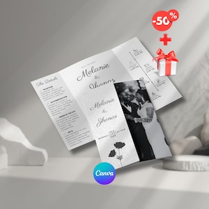 invitaciones de boda, Gatefold Template, Minimalist Editable Canva Suite, RSVP, Details Card, Digital Download