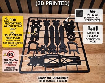 DIY FPV Drone Kit - Source One V6 Layout - Complete Frame with M3 Hardware - Snap-Out Hobbyist Build & Prototyping Kit
