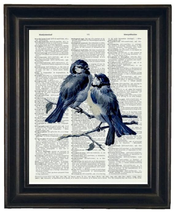 Blue Bird Print Dictionary Art Print Bird Dictionary Art Print Etsy