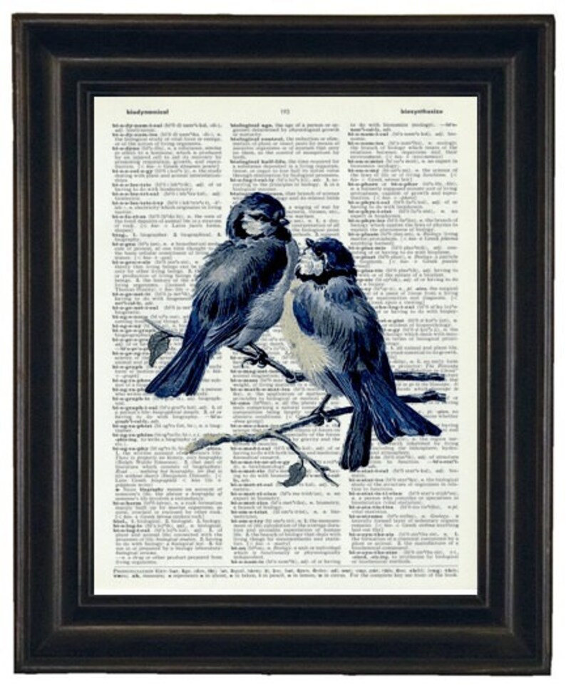 Blue Bird Print Dictionary Art Print Bird Dictionary Art Print Etsy