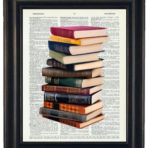Book Print, Stack of Book Art, Library Art Print, Book Art, Dictionary Prints, Dictionary Art Print, Book Gift, Bookworm Art, Literary Art