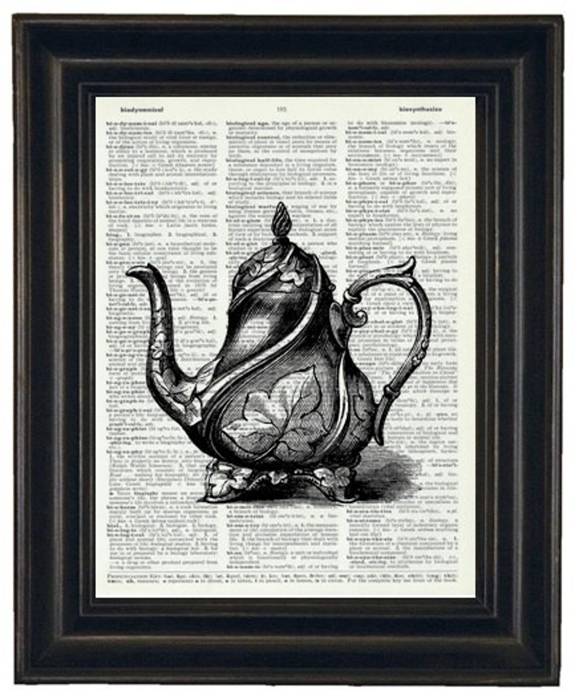 Teapot Kitchen Print Dictionary Print Vintage Dictionary Book Etsy