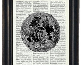 Dictionary Art Print The Moon Print  Dictionary Art Dictionary Print