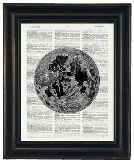 Dictionary Art Print The Moon Print Dictionary Art Dictionary | Etsy