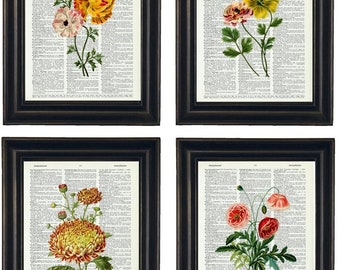 Botanical Art Prints, Set Of Four Botanical Prints, Botanical Art Prints, Floral Art Prints, Botanical Set of Prints, Flower Art Prints