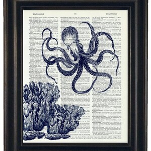 Octopus Print, Ocean Prints, Nautical Art, Coastal Wall Art, HHP Original, Octopus Art, Octopus wall Art, Nautical Print, Octopus Gift
