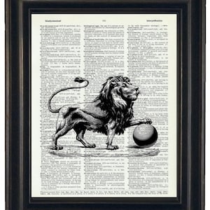 Upcycled Dictionary Art Prints Narnia Print on Vintage Dictionary Page Lion