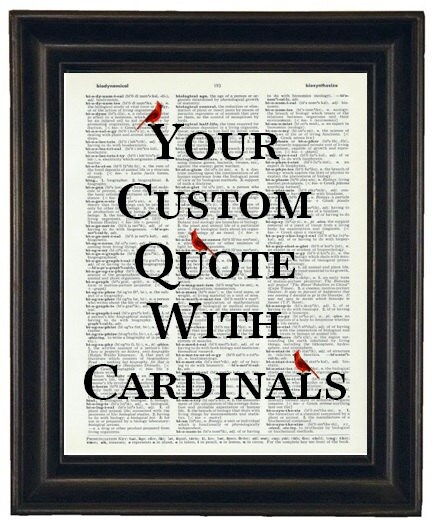 Cardinal Art Print Dictionary HHP Original Design Quote With Cardinals ...