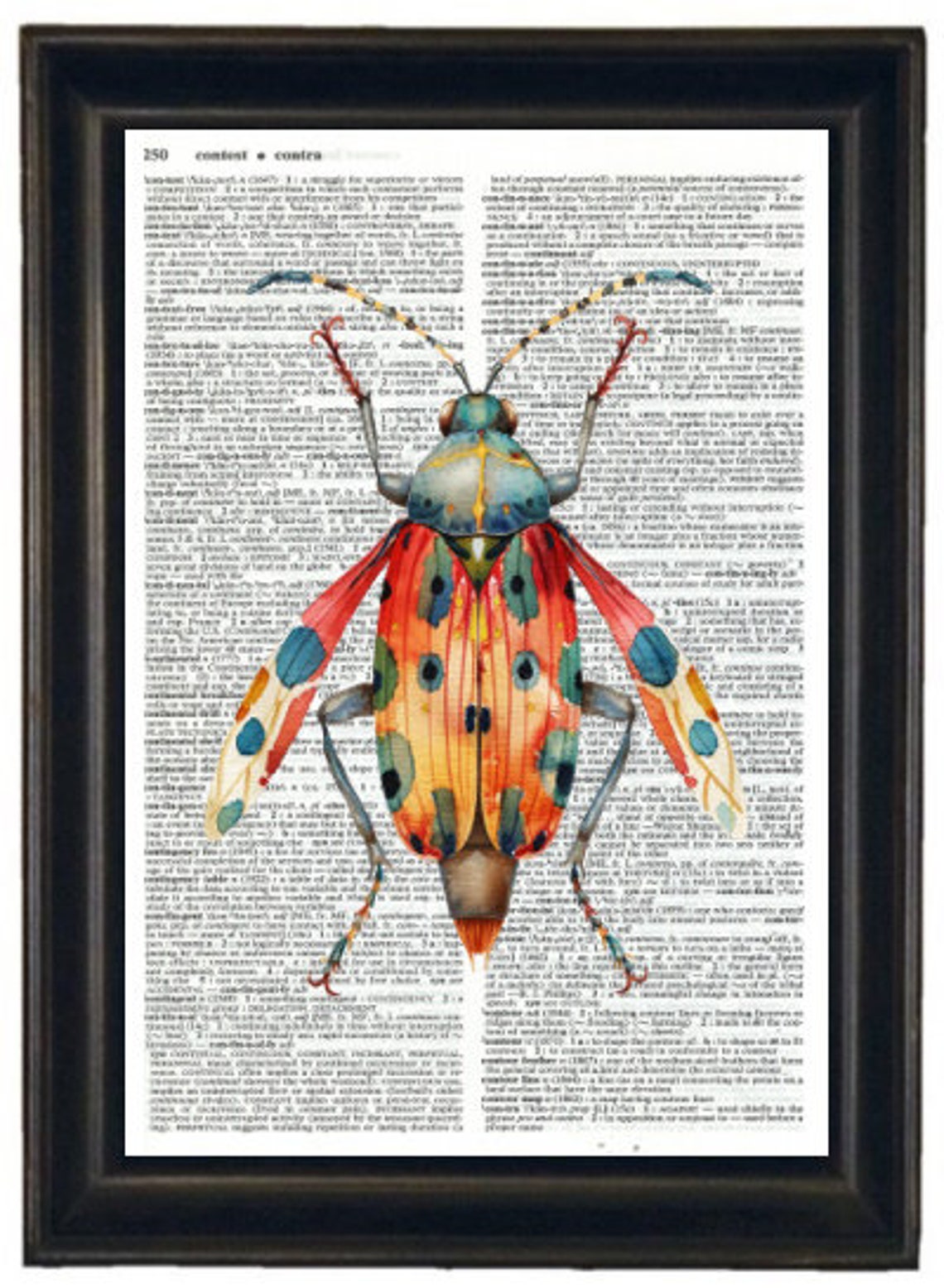 Dictionary Prints, Set of Bug Prints, Bug Prints, Botanical Prints, Set ...