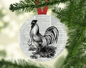 Farm Christmas Ornament, Rooster Christmas Ornament HHP Original Rooster Gift Christmas, Farm House Christmas,