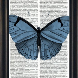 Butterfly Print, Butterfly Themed Print, Butterfly Dictionary Print, 6.25&quot; x 9.5&quot;, Blue Butterfly Print