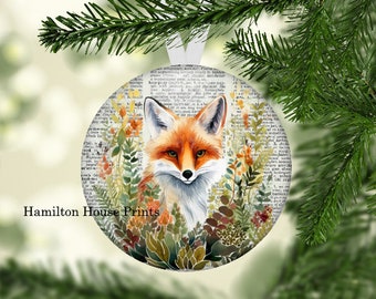 Fox Christmas Ornament, Fox Ornament, Fox Tree Decoration, Fox Gift, Fox Farmhouse, Cottage Core Ornament Farmhouse Ornament
