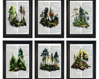 Dictionary Prints, Forest Prints, Forest Wall Art, Forest Art Prints, Set of 6 Forest Prints, Dictionary Art, Tree Prints, Tree Art