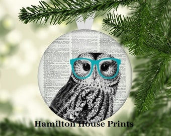 Owl Christmas Ornament, HHP Original, Owl Gift, Christmas Owl Decoration,