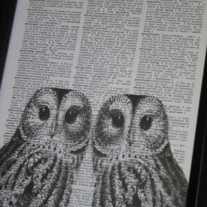 OWL Art Print Vintage Dictionary Art Dictionary Art Print Upcycled Art Book Print Owl on Vintage Dictionary Book Page 8 x 10 image 5